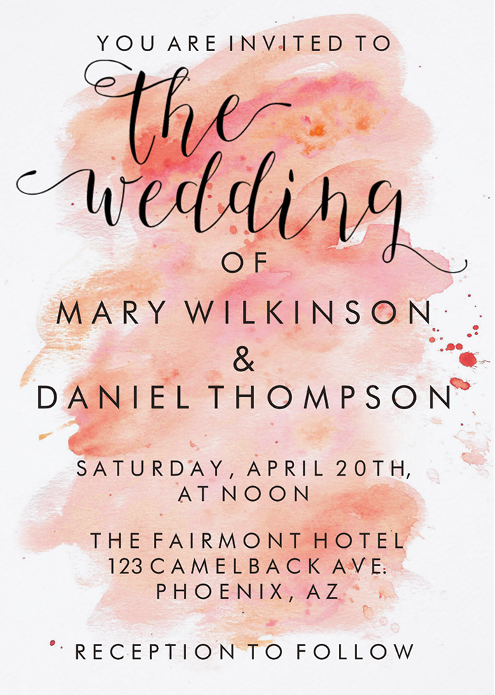 Coral watercolor wedding invitation by Zazzle