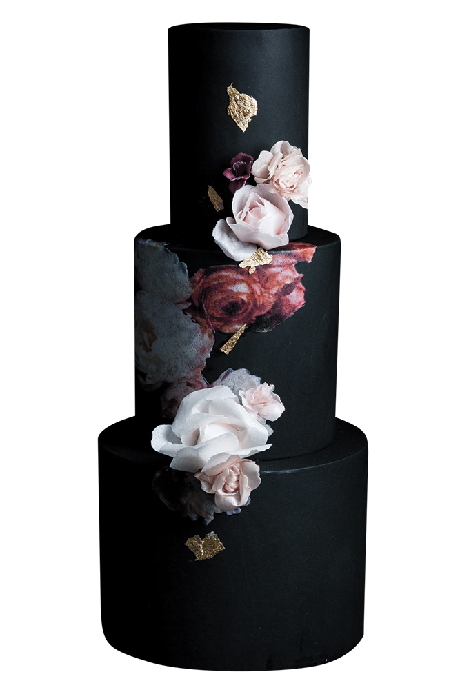 black wedding cake