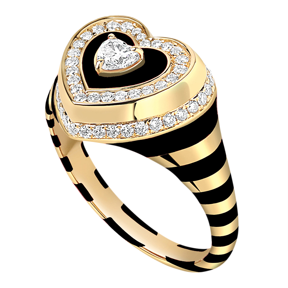 gold and black enamel ring