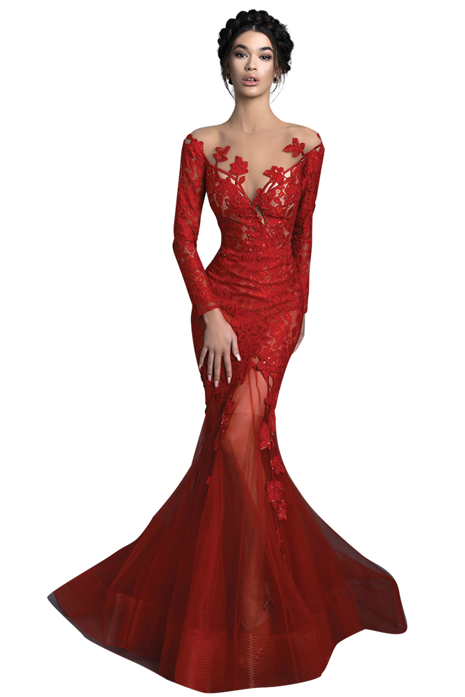 Red gown by Tarik Ediz