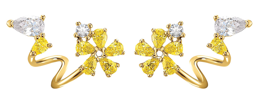 floral crystal gold plated earrings