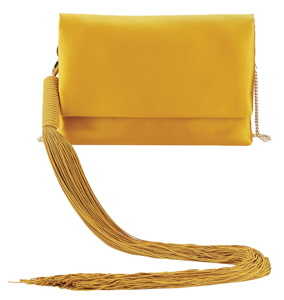 satin shoulder bag with long tassel by galvan