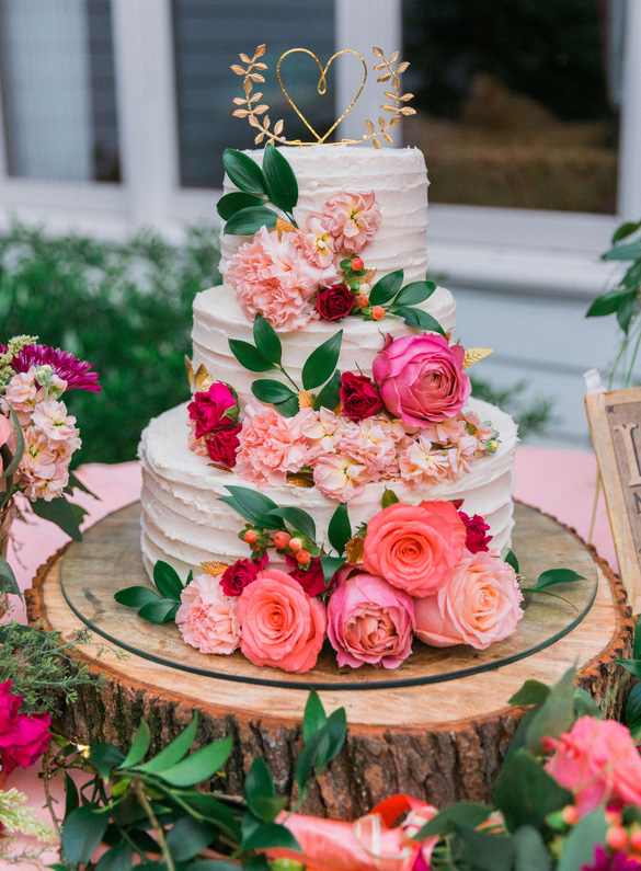 floral wedding cake by deborahs specialty cakes