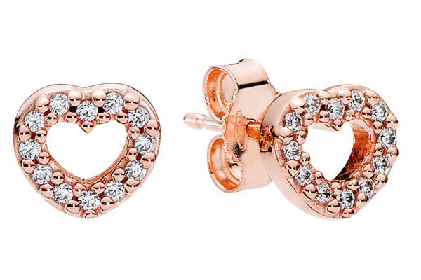 pave heart studs by pandora