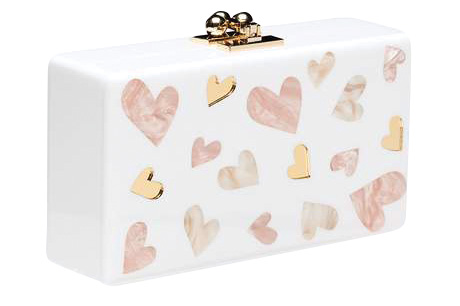 rose quartz and gold heart clutch by edie parker