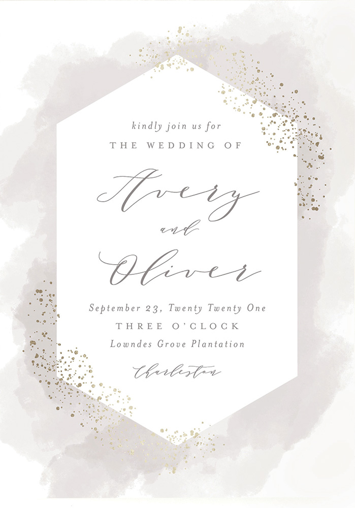 Sparkling champagne wedding invite by Kristie Kern for Minted