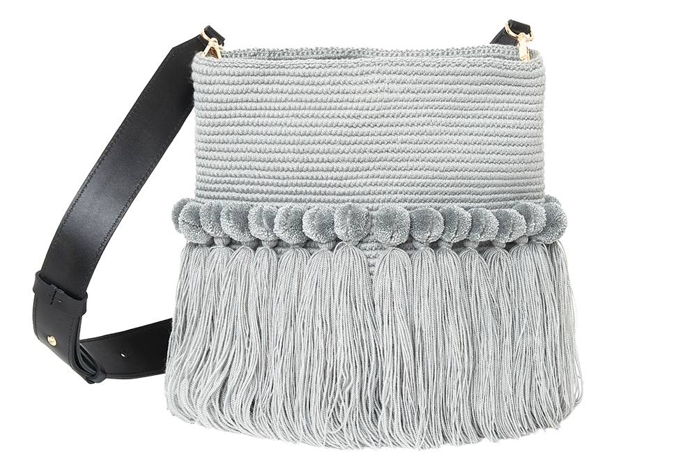 crocheted cotton bucket bag with tassels by soraya hennessy
