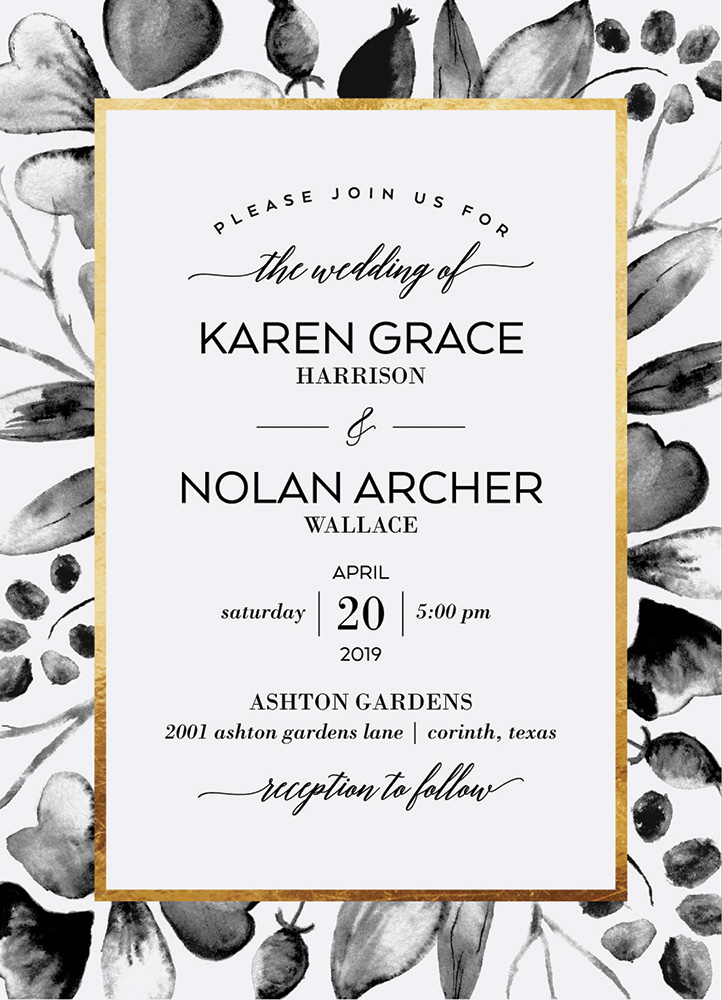 black and white wedding invitation