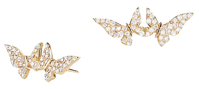 double butterfly stud earrings by lana girl