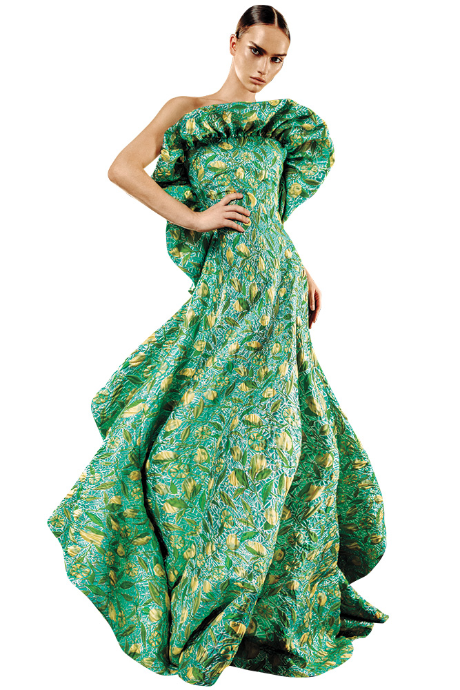 Green wedding gown
