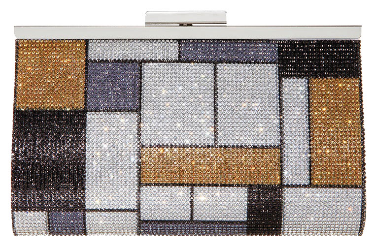crystal patterned frame clutch by nina shoes