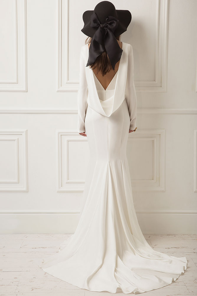 Draped back wedding gown by Lihi Hod