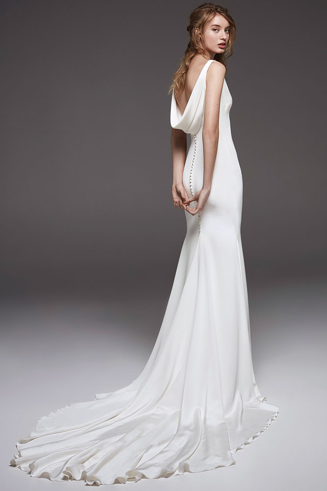 Draped back wedding gown by Atelier Pronovias