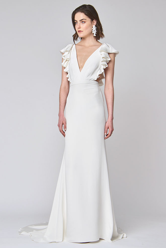 Ruffled wedding gown by Alexandra Grecco
