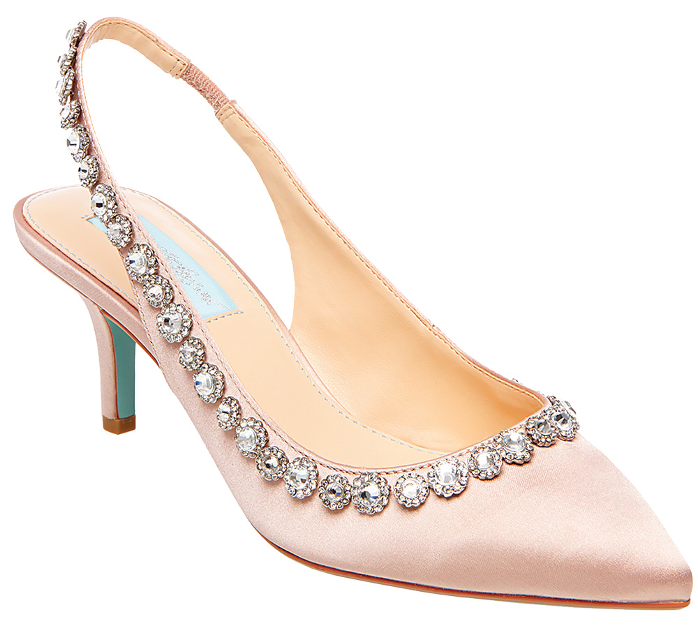 Jewel embellished pink slingback by Betsey Blue