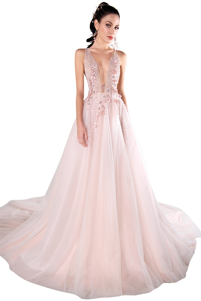 Pink wedding gown by Yumi Katsura