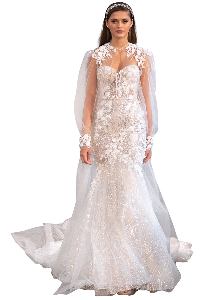 Bell Sleeve Wedding Gown by Berta