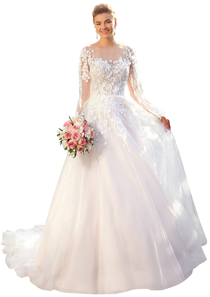 Bell Sleeve Wedding Gown by Kitty Chen