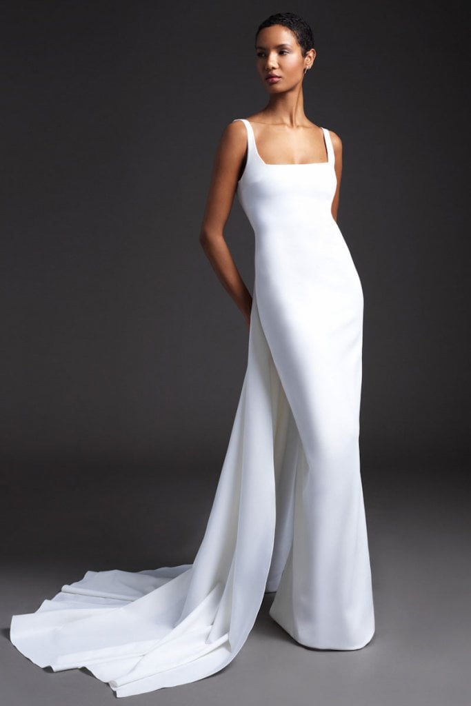 cushnie square neck wedding gown