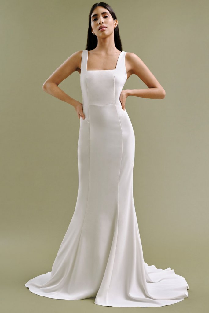 whistles square neck wedding gown
