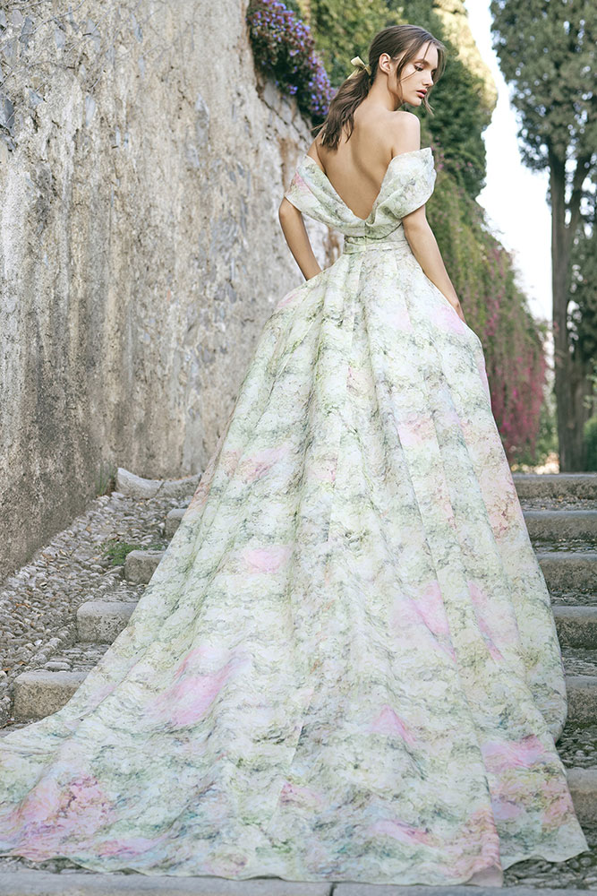 Monique Lhuillier floral wedding gown