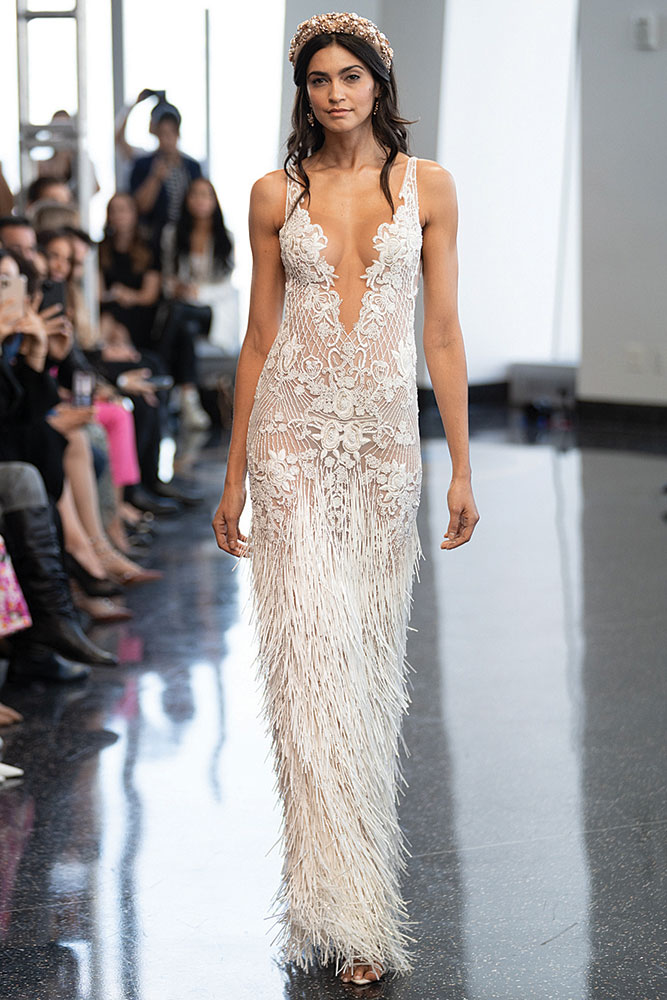 Fringe wedding gown by Berta