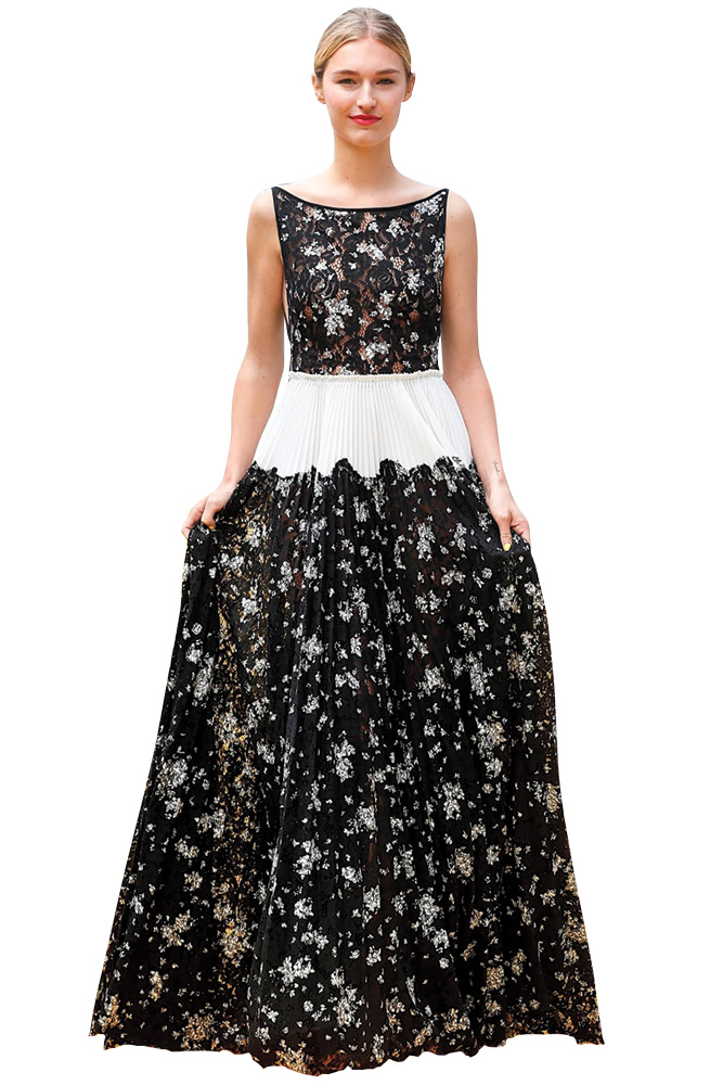Lela Rose black and white wedding gown