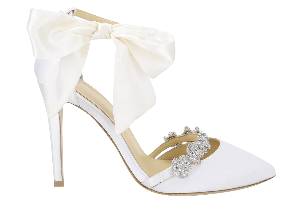 crystal and bow accented heel by bella belle