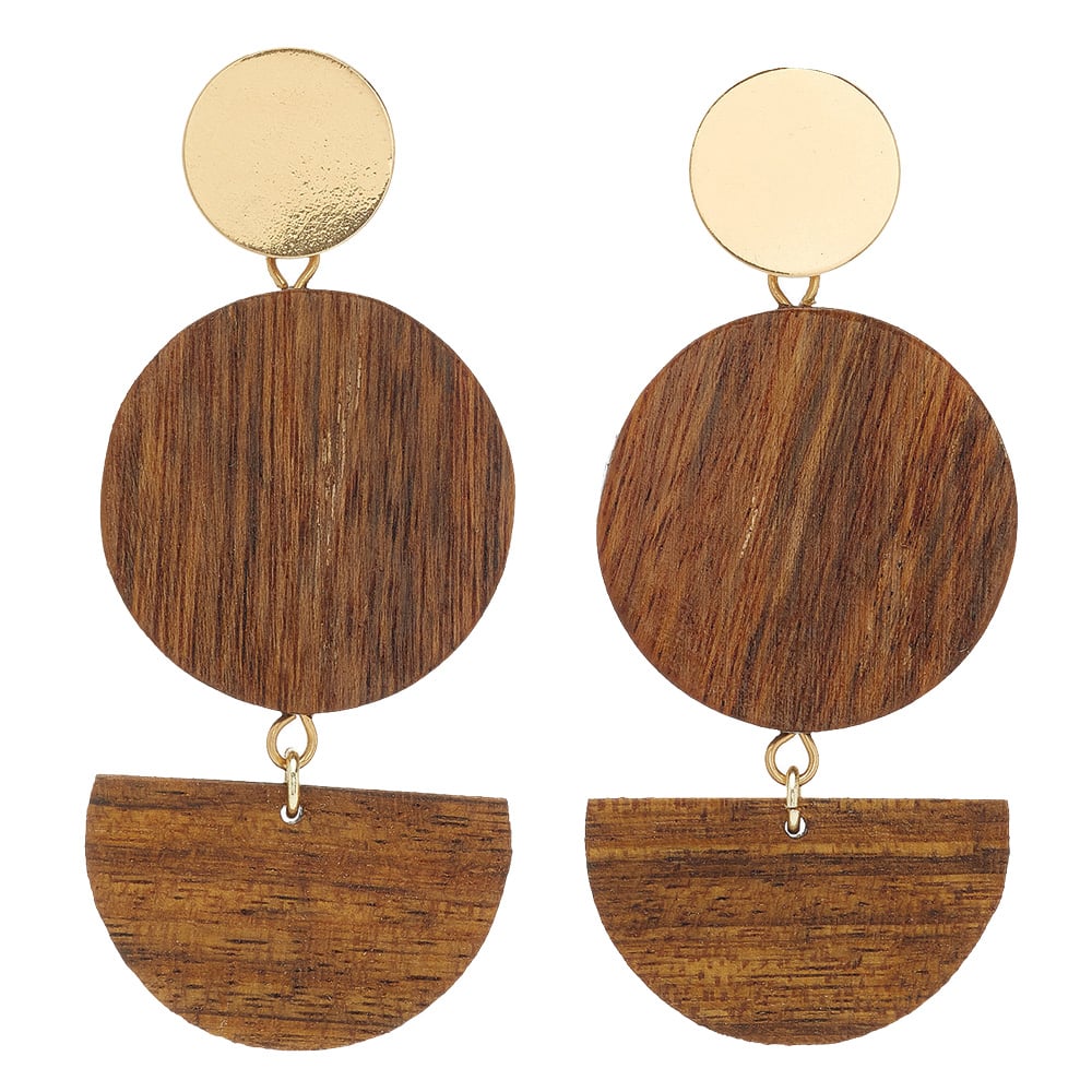 Gold and wood earrings by Sophie Monet