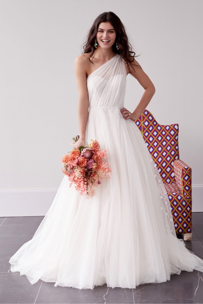 One Shoulder Wonders Wedding Gowns with Asymmetrical Beauty  Wedding dress  styles Greek style wedding dress Wedding dresses photos