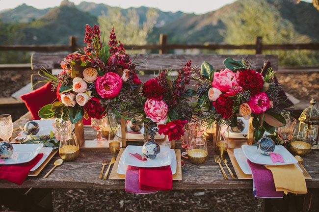 bright and boho floral centerpiece