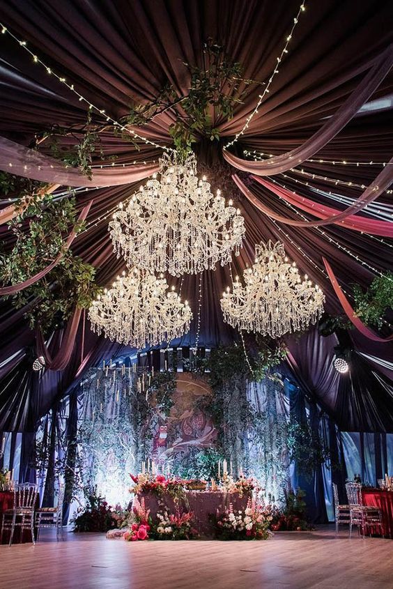 enchanted forest tented wedding reception