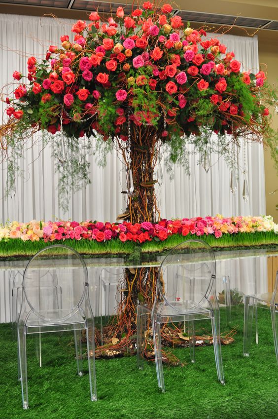 giant rose tree centerpiece