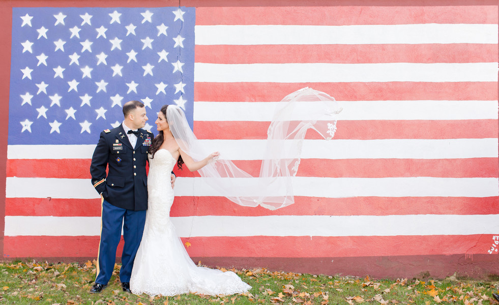 Flag Backdrop for Wedding Photo