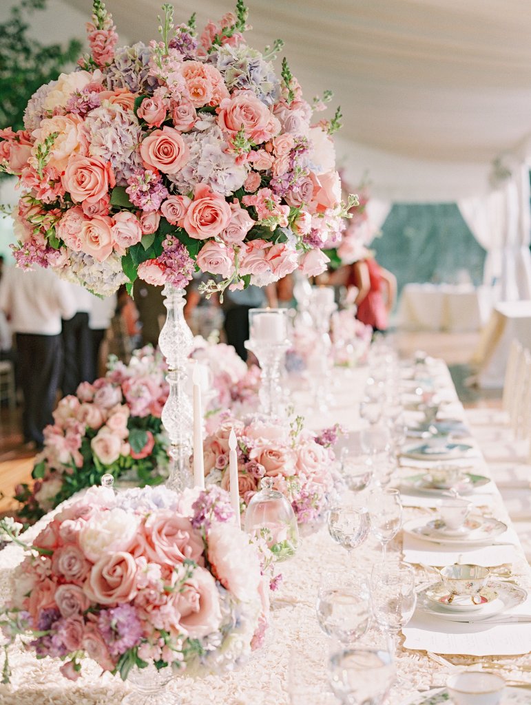 lace tables and lush centerpieces