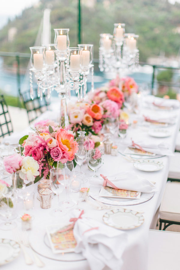 romantic seaside tablescape in italy