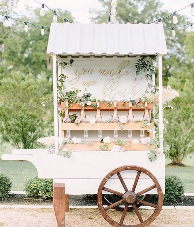 rose wedding bar cart