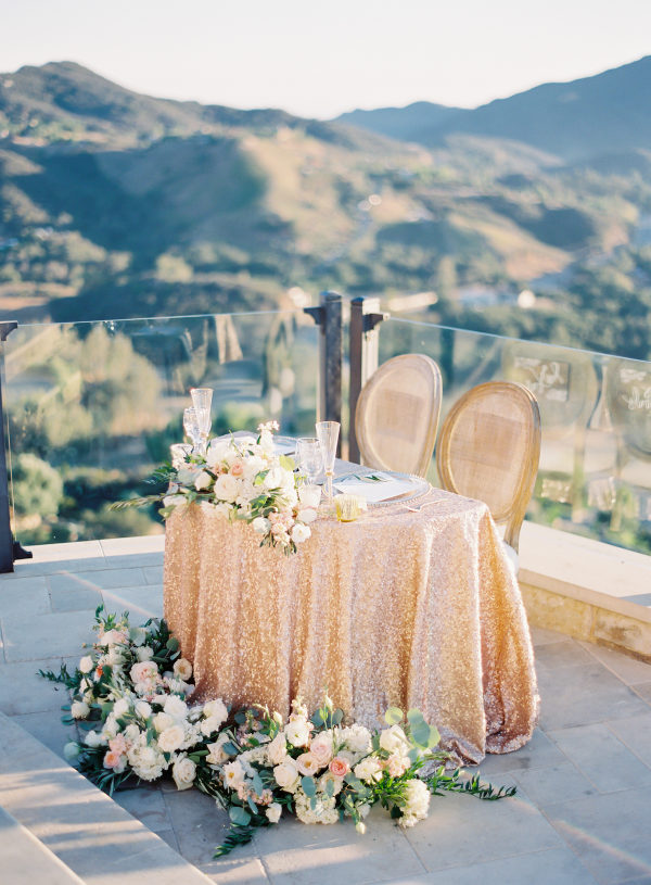sweetheart table with mountain view 