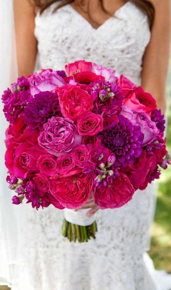 vibrant pink and purple bouquet