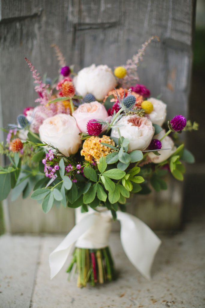 vibrant wildflower wedding bouquet