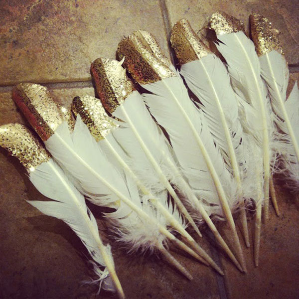 diy gold feathers