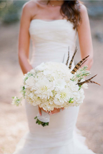 feather wedding bouquet