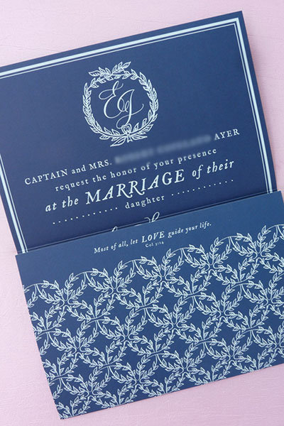 blue wedding invitation