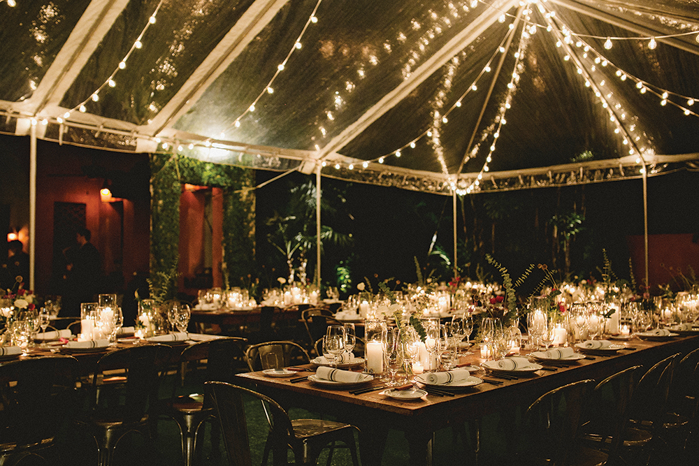 wedding reception under tent