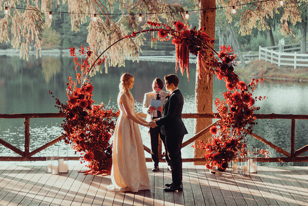 outdoor fall wedding ceremony