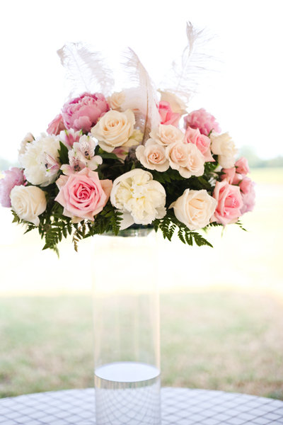 pink rose centerpieces 