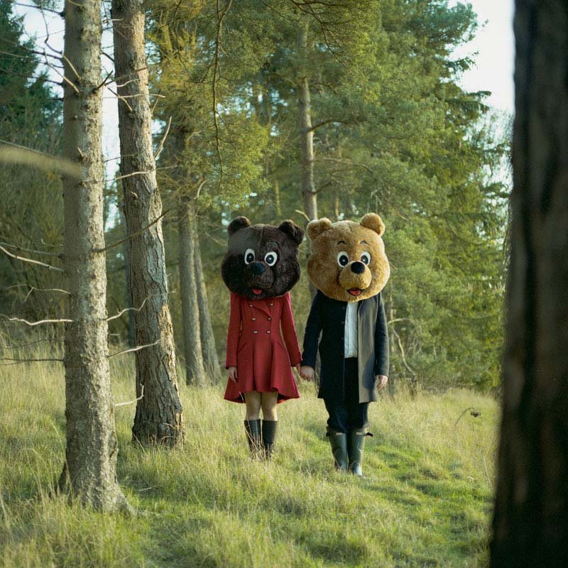 bear costumes engagement photos