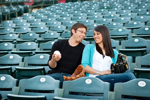 baseball theme engagement photos