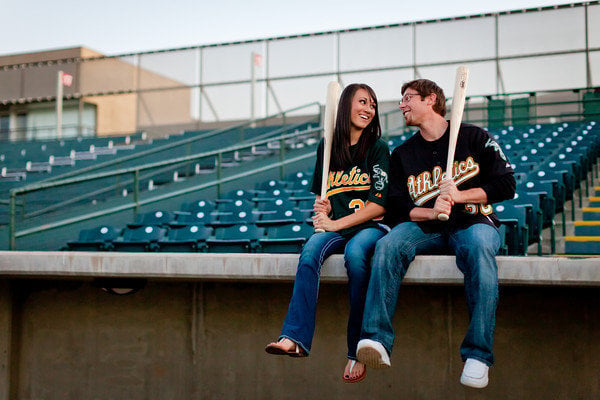 baseball theme engagement photos