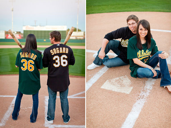 baseball theme engagement photos